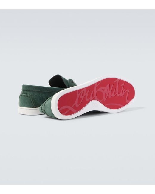 Christian Louboutin Green Chambeliboat Leather Slip-On Shoes for men