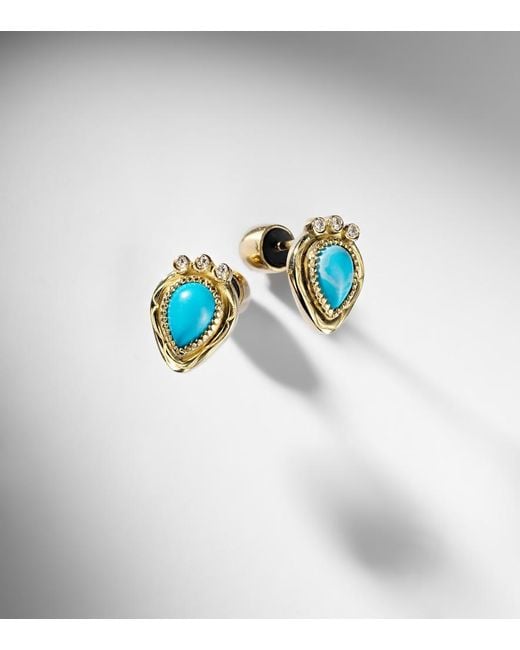 Ileana Makri Blue Tiara 18Kt Drop Earrings With Diamonds And