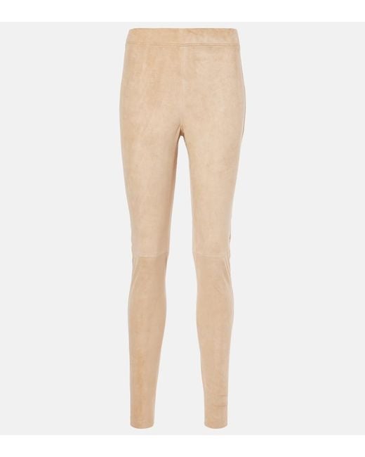 Joseph Natural Mid-Rise Suede Leggings