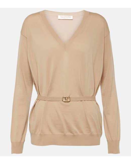 Valentino Natural Vlogo Signature Virgin Wool Sweater