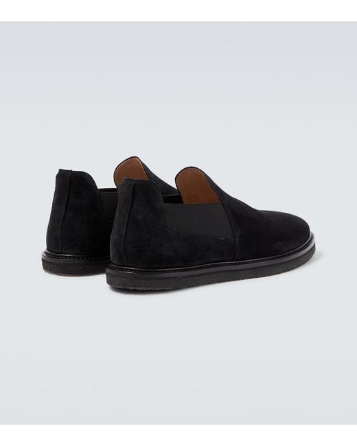 The Row Black Parker Suede Slip-On Shoes for men