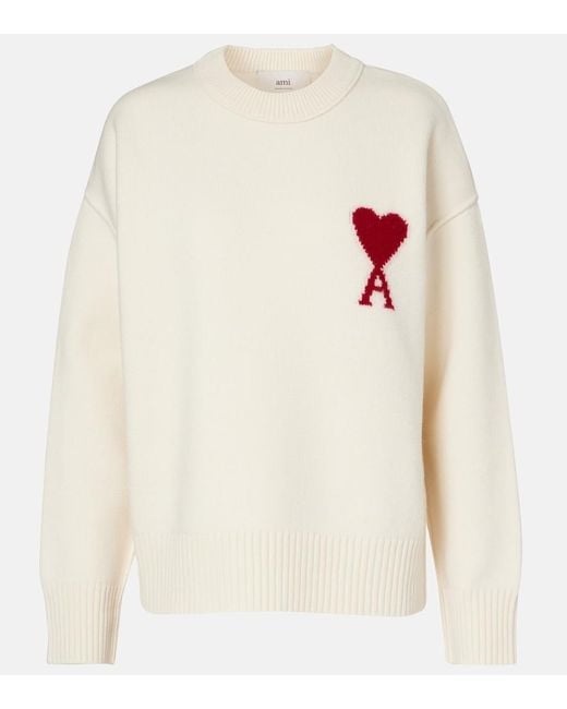 Maglione Girocollo Ami De Coeur di AMI in White