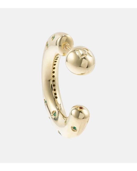 Lauren Rubinski Metallic Peggy 14kt Gold Hoop Earrings With Emeralds