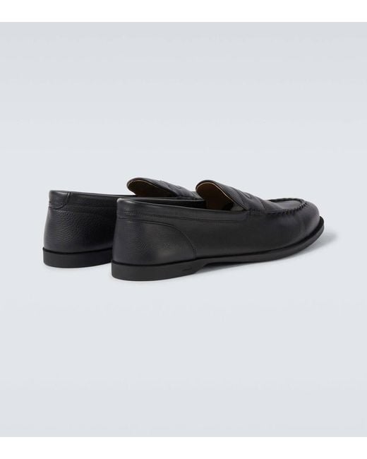 John Lobb Black Pace Leather Loafers for men