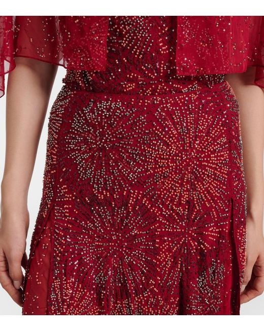 Rabanne Red Embellished Maxi Skirt