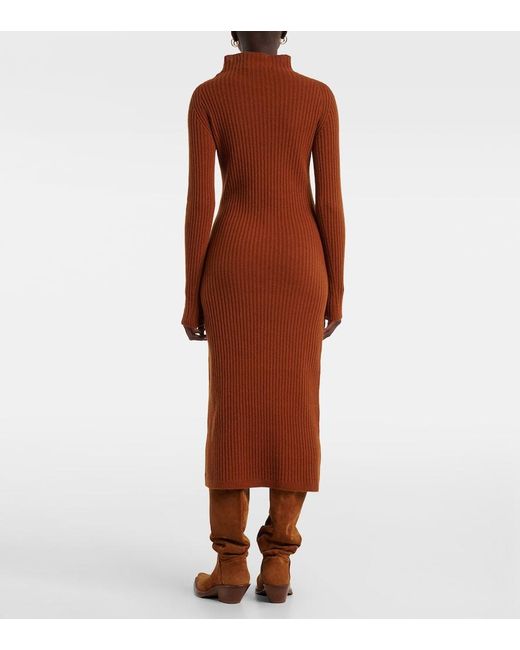 Max Mara Brown Zelanda Wool-Blend Midi Dress