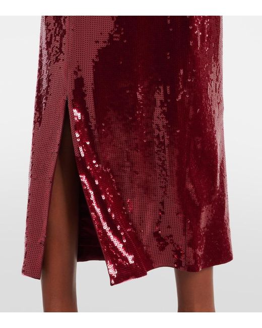 Veronica Beard Red Koa Sequined Pencil Skirt