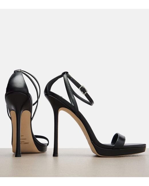 Jimmy Choo Black Moza Leather Platform Sandals