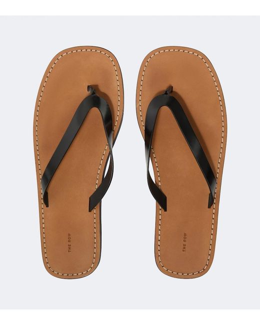 The Row Brown City Leather Thong Sandals for men