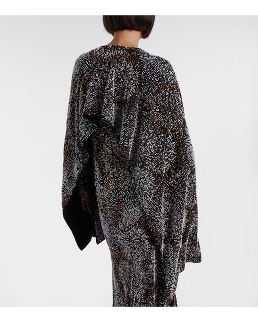 Rabanne Gray Embellished Caped Gown