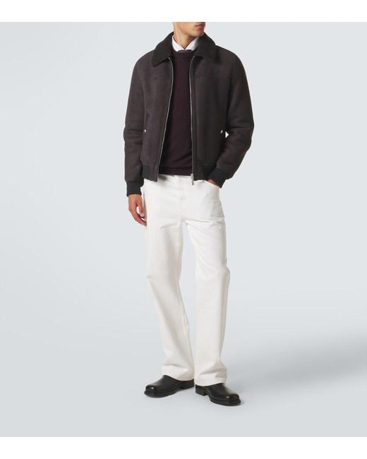 Eleventy Black Shearling-Lined Suede Jacket for men