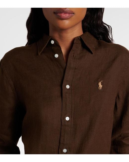 Polo Ralph Lauren Brown Chic Long Sleeve Button-Up Shirt For