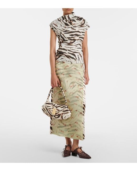 Ganni Metallic B-Kat Small Zebra-Print Shoulder Bag