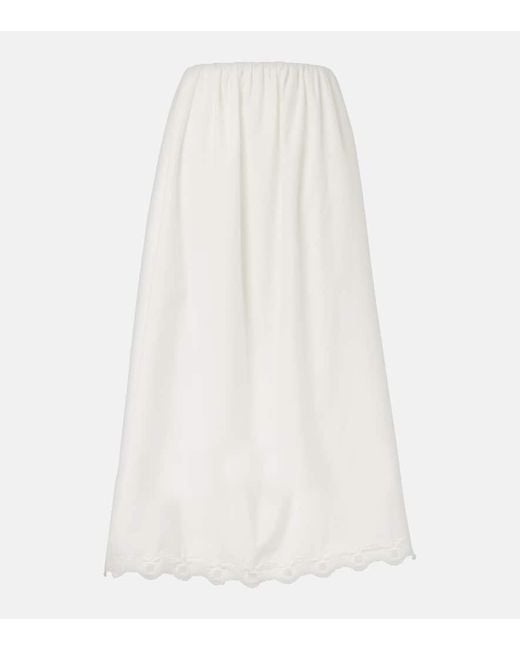 Falda Larga Antoinette De Algodon Bordada Posse de color White