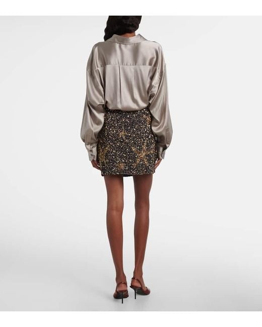 Rixo Black Minna Sequined Miniskirt