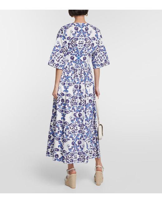 Emilia Wickstead Blue Elowen Printed Cotton Maxi Dress