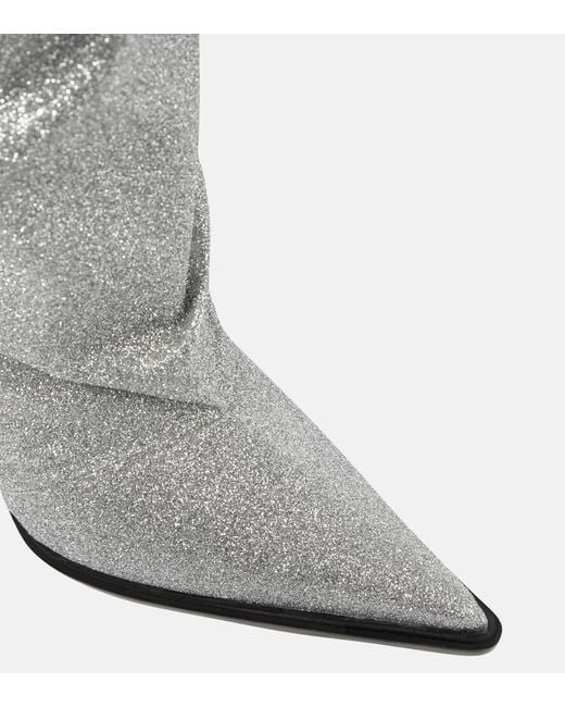 Alexandre Vauthier Gray Glitter Knee-High Boots