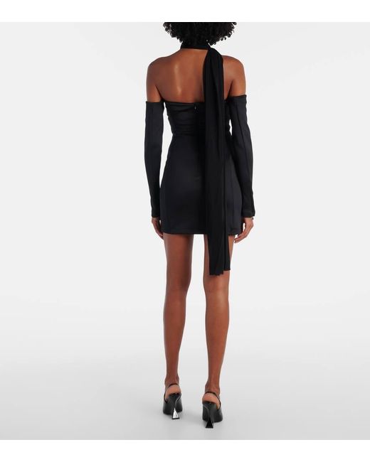 Blumarine Black Scuba Off-Shoulder Minidress