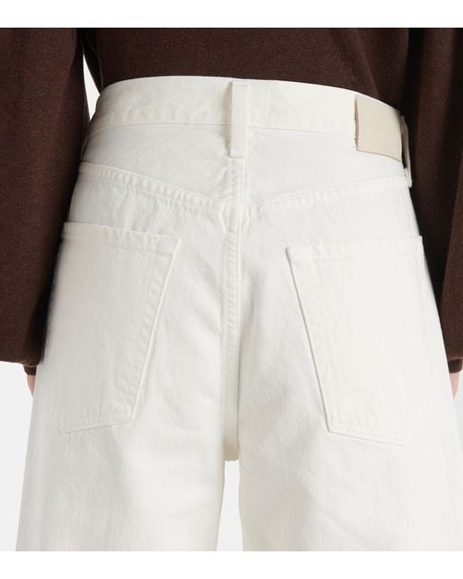 Citizens of Humanity White Ayla Mid-Rise Wide-Leg Jeans