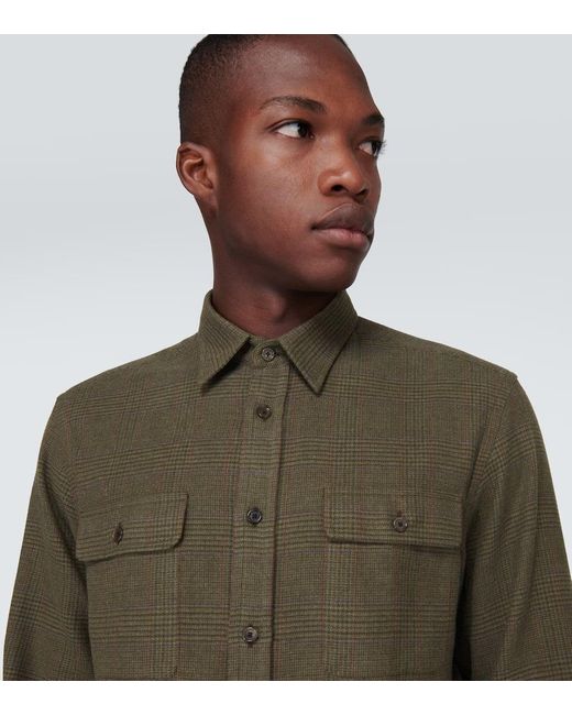 Camicia in cotone a quadri di Ralph Lauren Purple Label in Green da Uomo