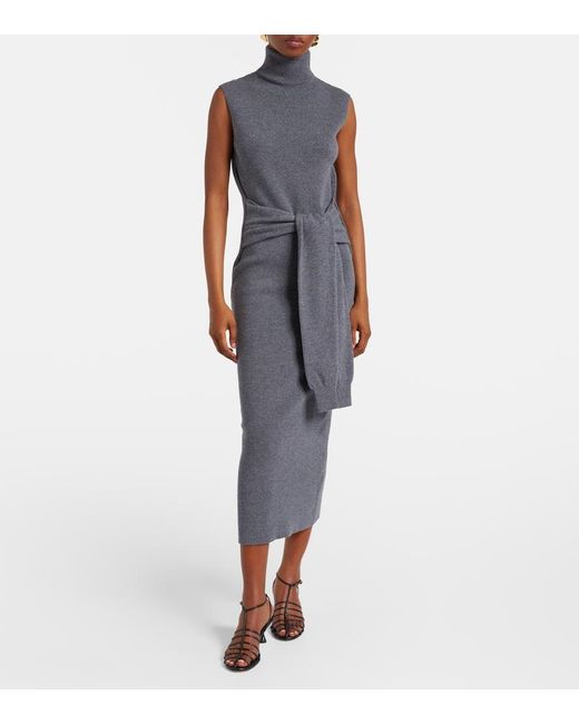 Rohe Gray Layered Wool And Cashmere-Blend Midi Dress