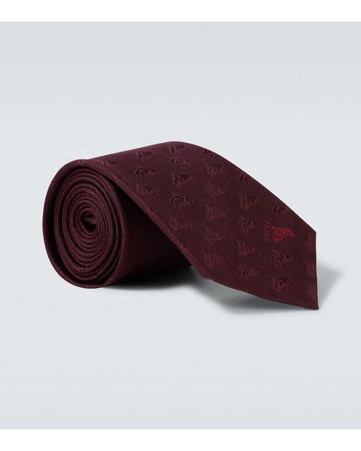 Gucci Embroidered Logo Silk Jacquard Tie for men