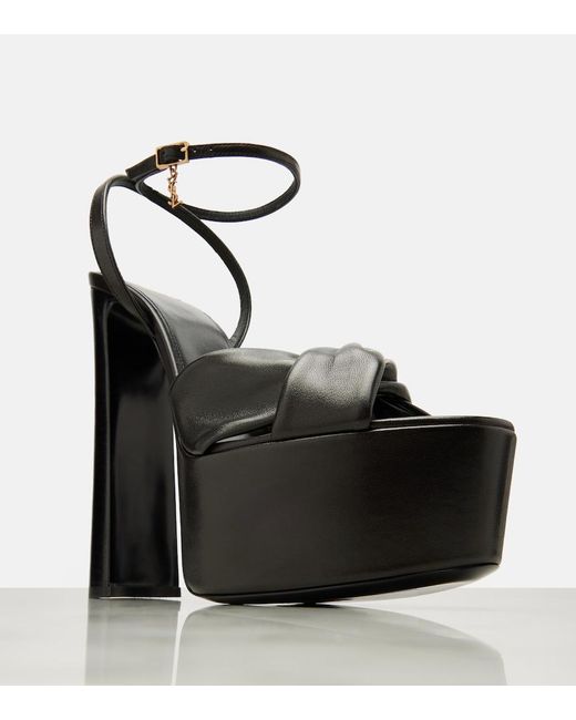 Saint Laurent Black Franciane 105 Leather Platform Sandals