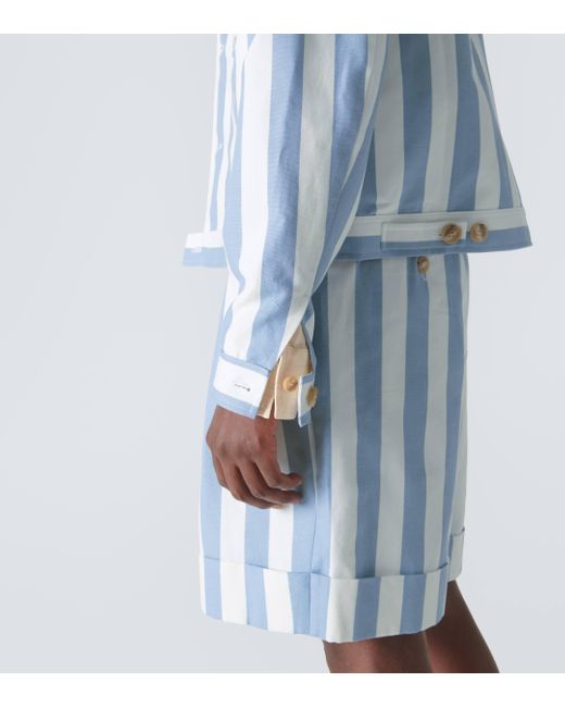 King & Tuckfield Blue Striped Cotton Jacket for men