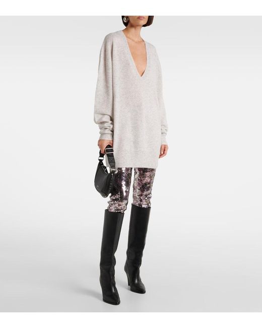 Isabel Marant White Larana Silk, Alpaca And Cashmere Sweater