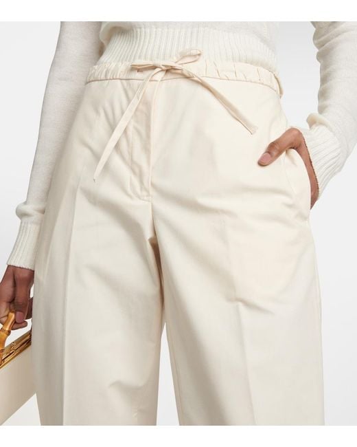 Jil Sander Natural High-Rise Cotton Pants
