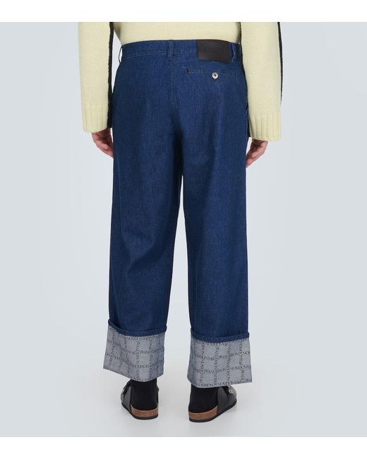 Jeans A Gamba Larga Con Logo di J.W. Anderson in Blue da Uomo