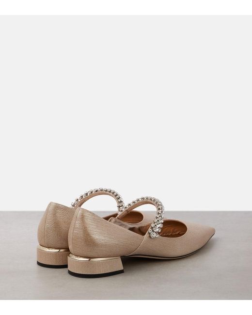 Jimmy Choo Natural Bing Embellished Leather Mary Jane Pumps