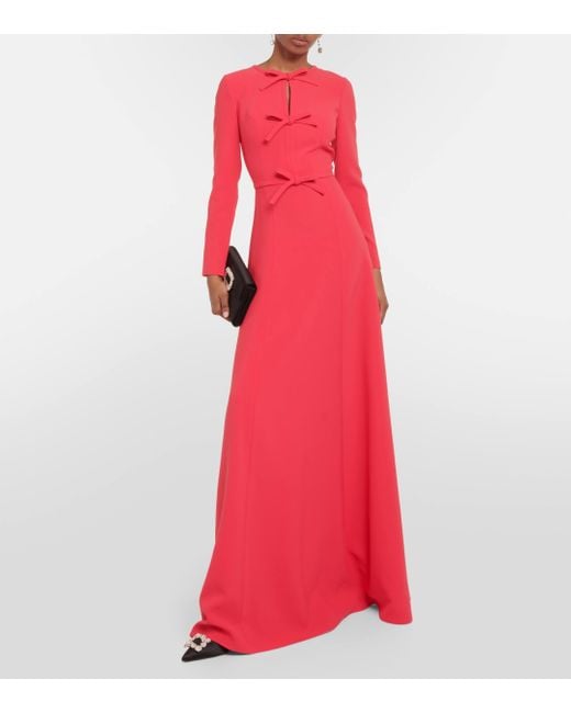 Carolina Herrera Red Bow-detail Crepe Gown