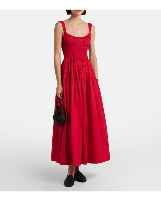Doen Red Maxikleid Clover Aus Baumwollpopeline
