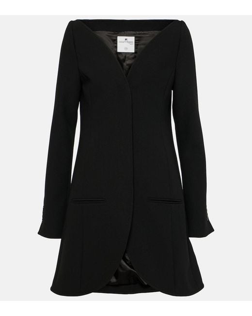 Courreges Black Ellipse Crepe Coat