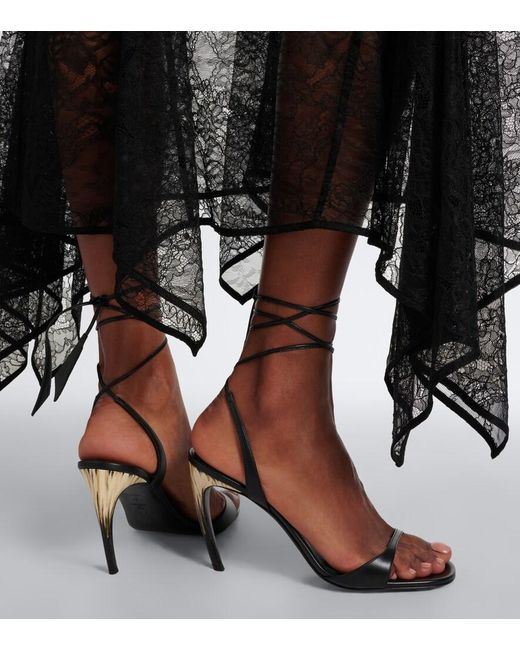 The Attico Black Ora Leather Sandals