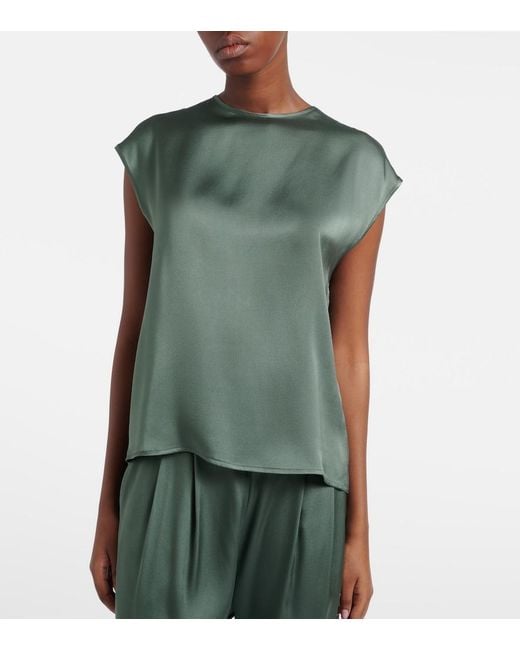 Asceno Green Dasha Silk Twill Top