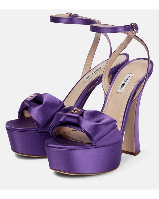 Miu Miu Purple Satin Platform Sandals