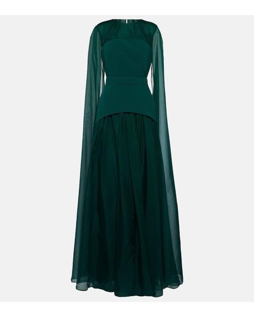 Safiyaa Green Gloria Crepe Gown