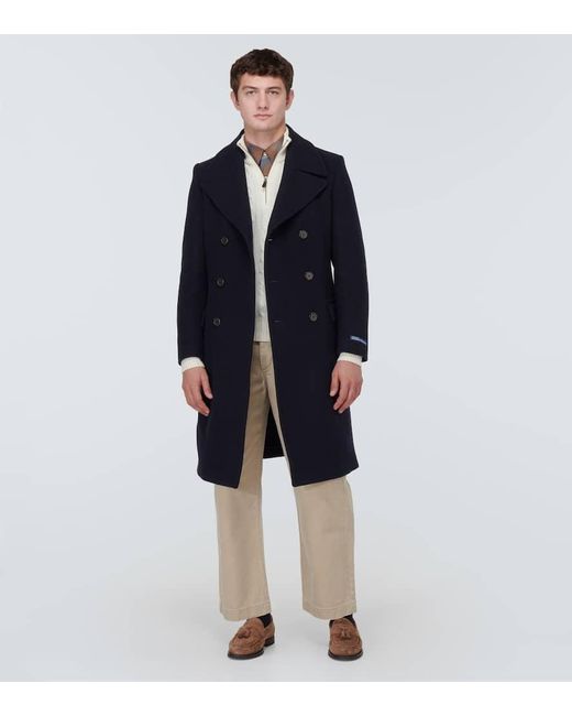 Polo Ralph Lauren Blue Double-breasted Wool-blend Coat for men