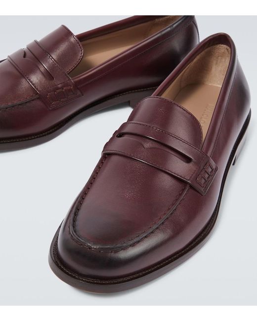 Manolo Blahnik Purple Perry Leather Penny Loafers for men