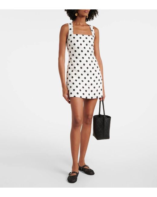 Posse White Alice Polka-Dot Linen Minidress