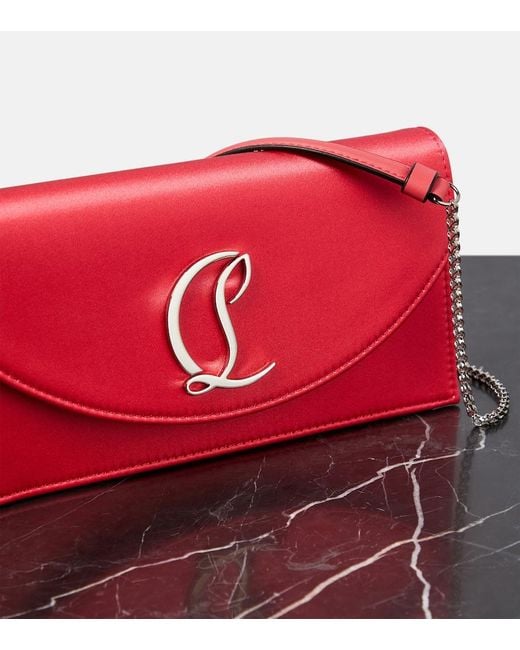 Christian Louboutin Red Small Logo Crepe Satin Clutch