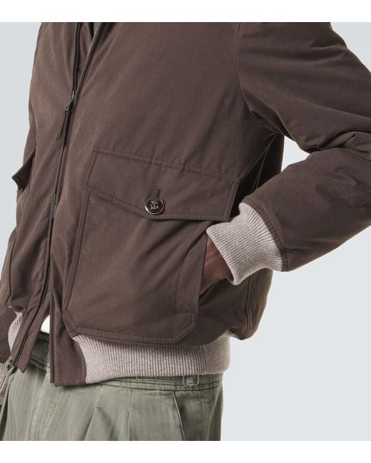 Brunello Cucinelli Brown Shearling-Trimmed Blouson Jacket for men