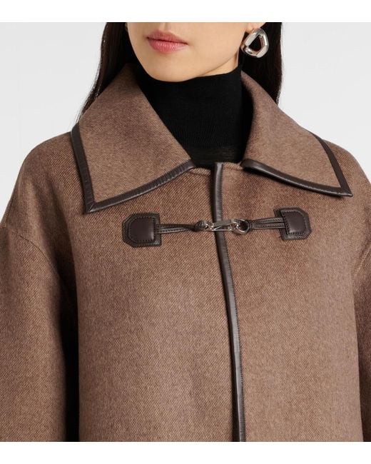 Totême  Brown Wool Double Clasp Coat