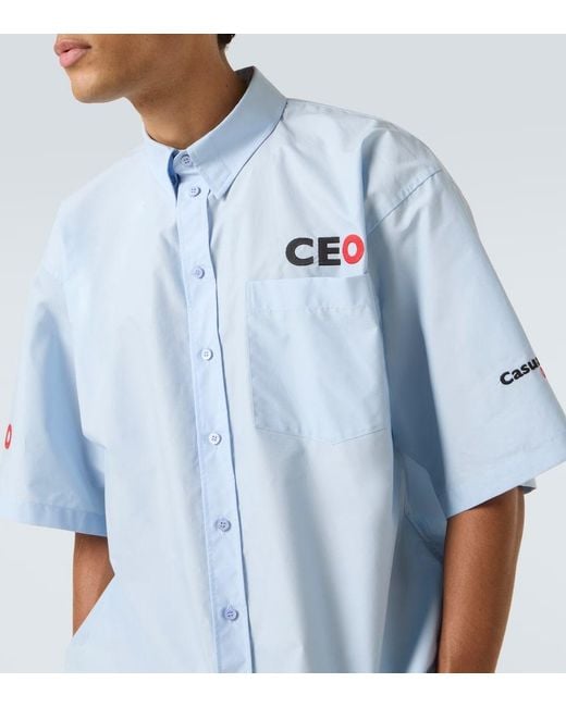 Balenciaga Blue Short-Sleeved Shirt for men