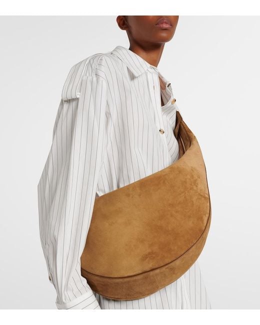 Khaite Brown Augustina Suede Shoulder Bag