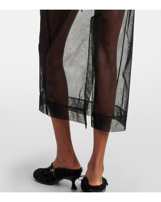 Simone Rocha Gray Bow-Detail Tulle Midi Skirt