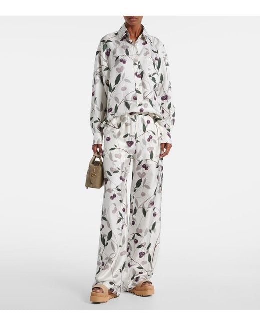 Stella McCartney Gray Printed Silk Twill Shirt