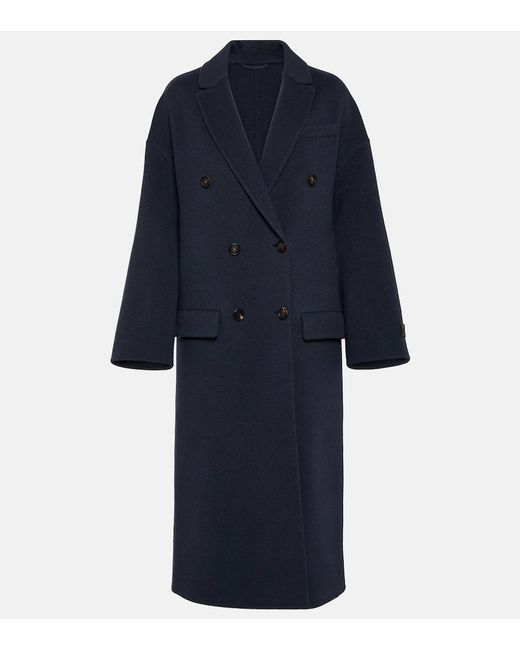 Manteau En Cachemire Mélangé À Boutonnière Croisée Brunello Cucinelli en coloris Blue